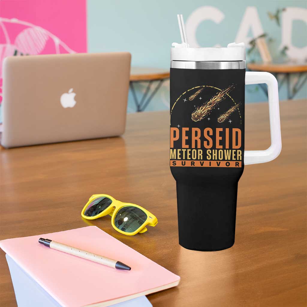 Vintage Perseid Meteor Shower Survivor Tumbler With Handle Retro Astronomy Stargazing Graphic