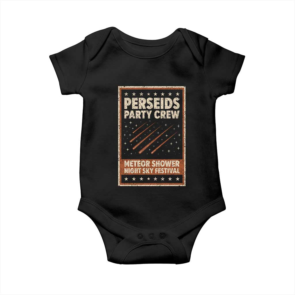 Vintage Perseids Party Crew August 2026 Baby Onesie Annual Night Sky Festival Graphic