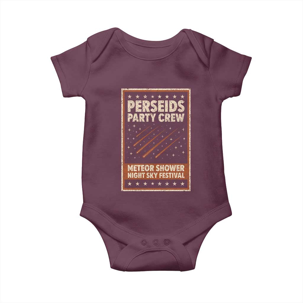 Vintage Perseids Party Crew August 2026 Baby Onesie Annual Night Sky Festival Graphic
