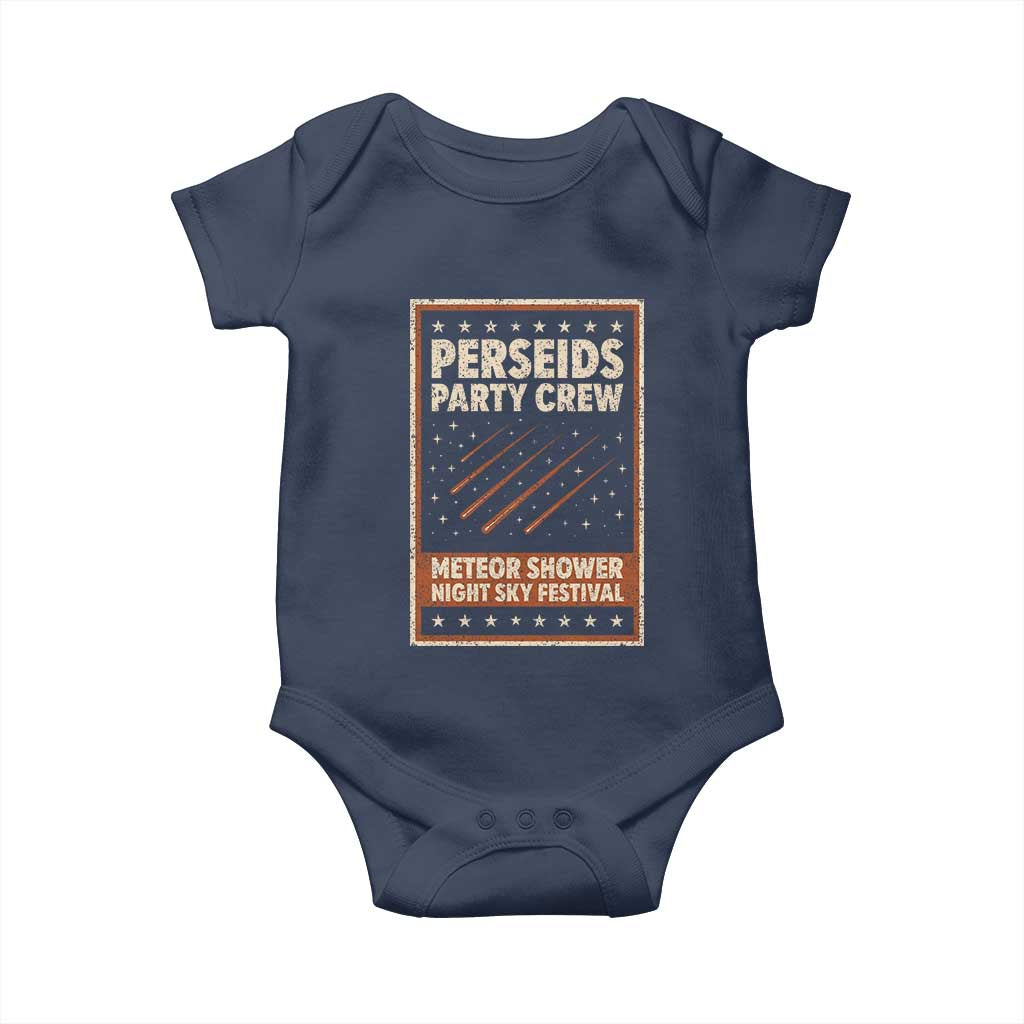 Vintage Perseids Party Crew August 2026 Baby Onesie Annual Night Sky Festival Graphic