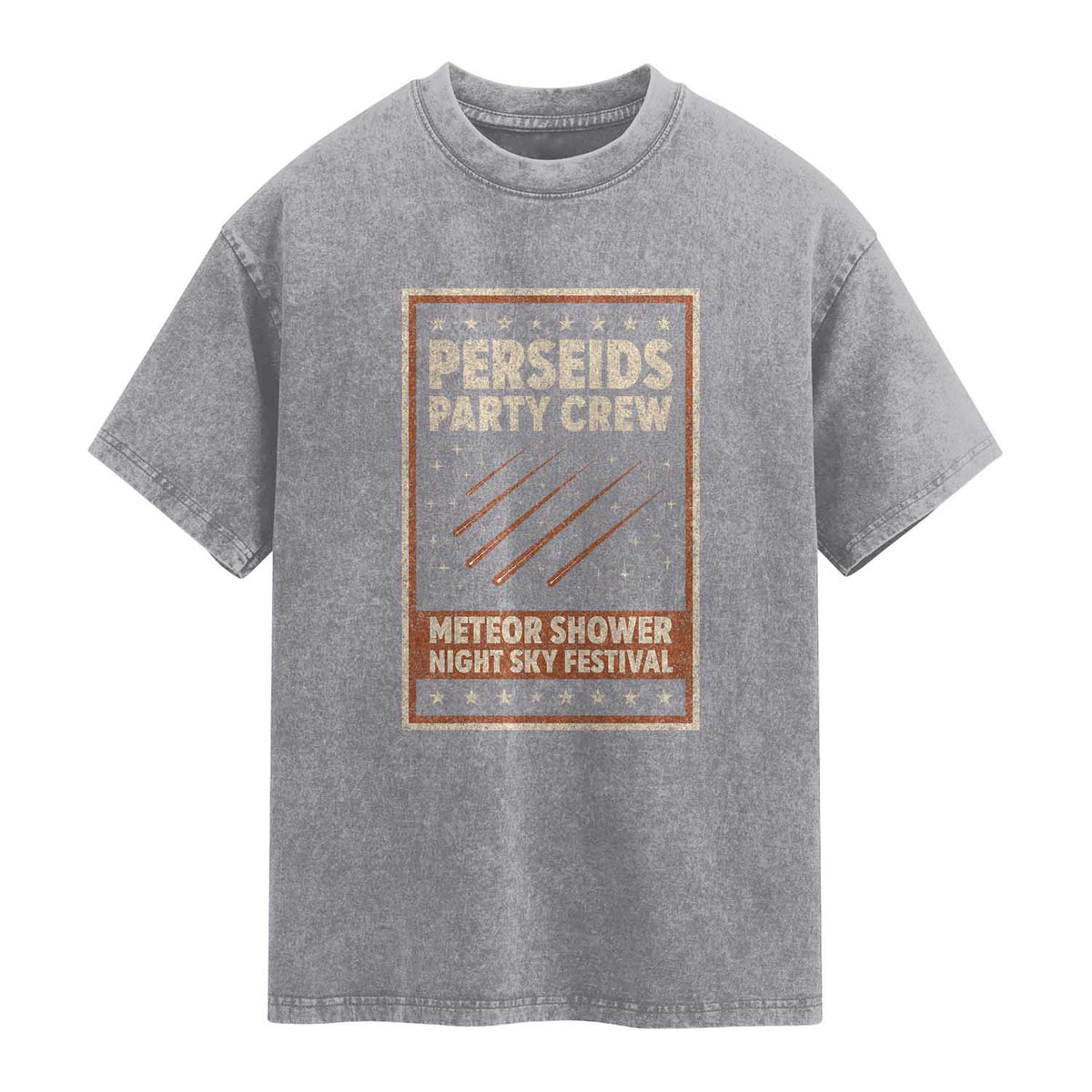 Vintage Perseids Party Crew August 2026 Washed Cotton T-Shirt Annual Night Sky Festival Graphic