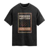 Vintage Perseids Party Crew August 2026 Washed Cotton T-Shirt Annual Night Sky Festival Graphic