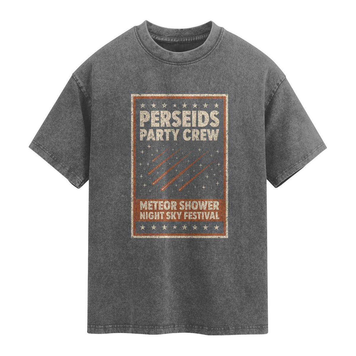 Vintage Perseids Party Crew August 2026 Washed Cotton T-Shirt Annual Night Sky Festival Graphic