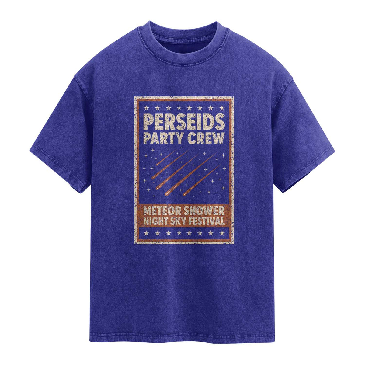 Vintage Perseids Party Crew August 2026 Washed Cotton T-Shirt Annual Night Sky Festival Graphic