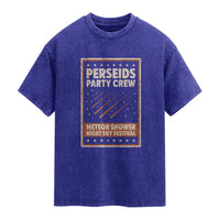 Vintage Perseids Party Crew August 2026 Washed Cotton T-Shirt Annual Night Sky Festival Graphic