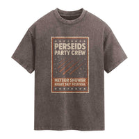 Vintage Perseids Party Crew August 2026 Washed Cotton T-Shirt Annual Night Sky Festival Graphic