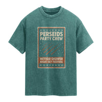Vintage Perseids Party Crew August 2026 Washed Cotton T-Shirt Annual Night Sky Festival Graphic