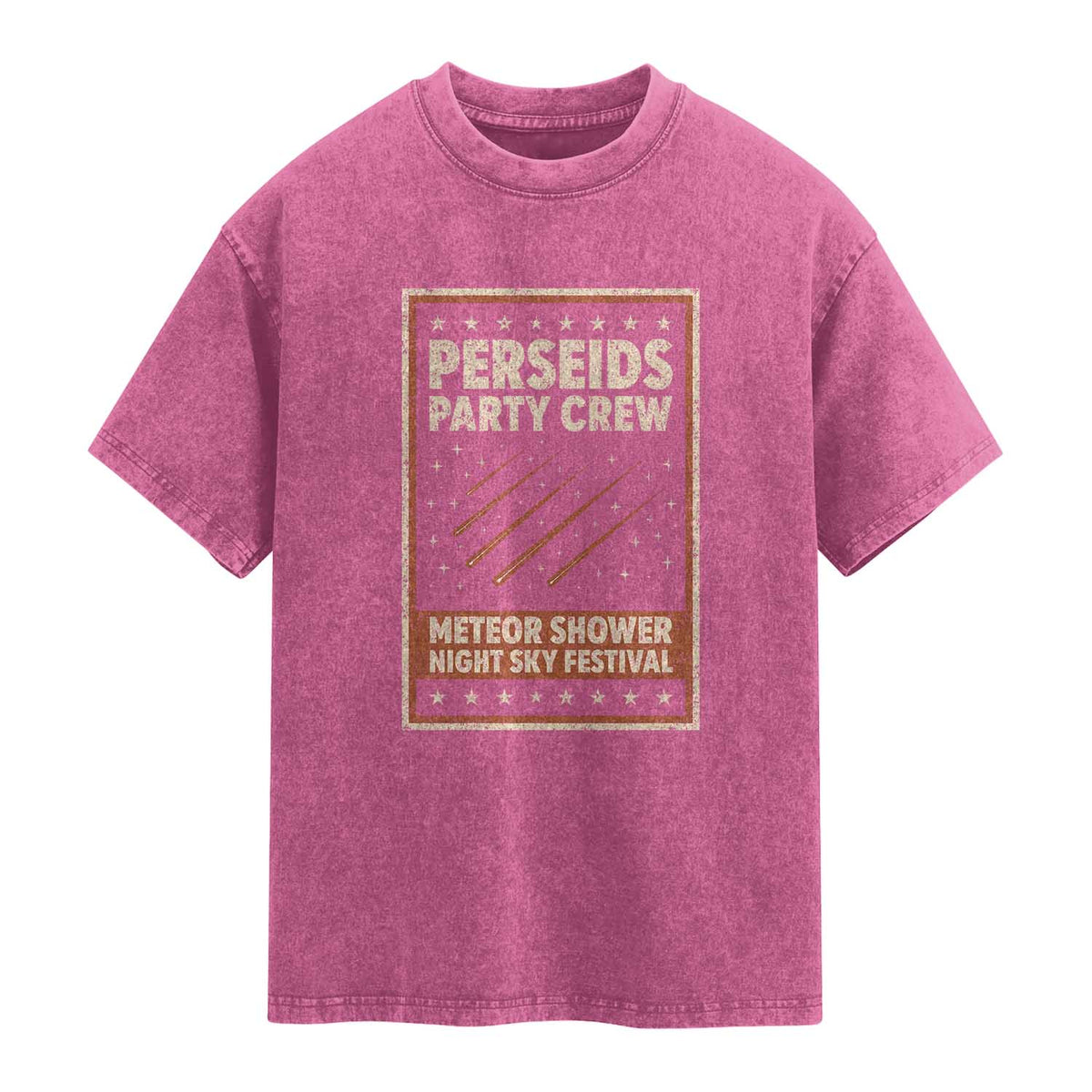 Vintage Perseids Party Crew August 2026 Washed Cotton T-Shirt Annual Night Sky Festival Graphic