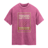 Vintage Perseids Party Crew August 2026 Washed Cotton T-Shirt Annual Night Sky Festival Graphic