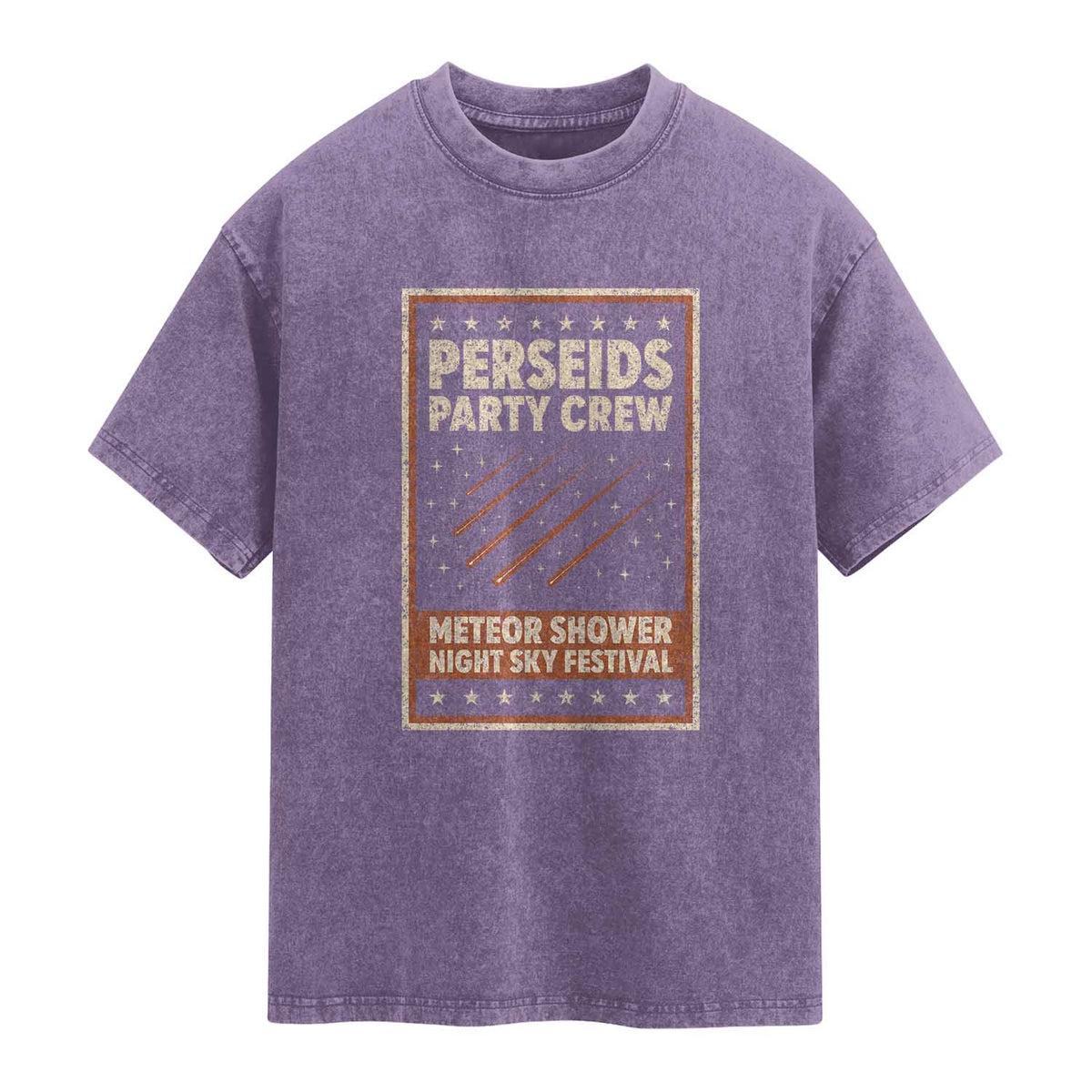 Vintage Perseids Party Crew August 2026 Washed Cotton T-Shirt Annual Night Sky Festival Graphic