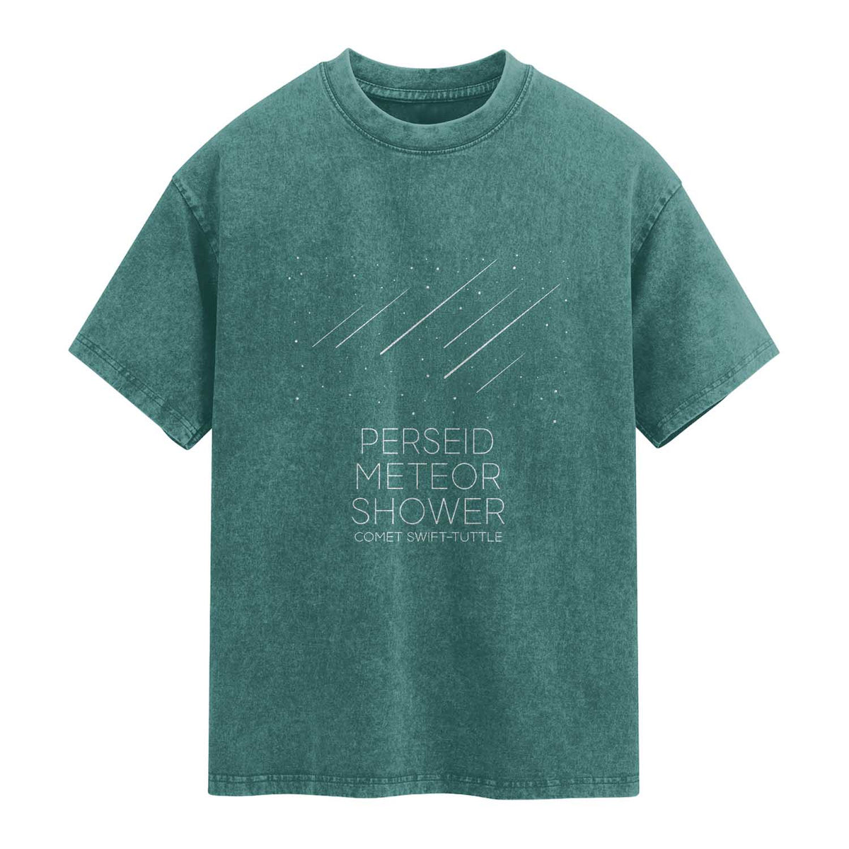 Perseid Meteor Shower Comet Swift Tuttle Washed Cotton T-Shirt Celestial Astronomy Graphic