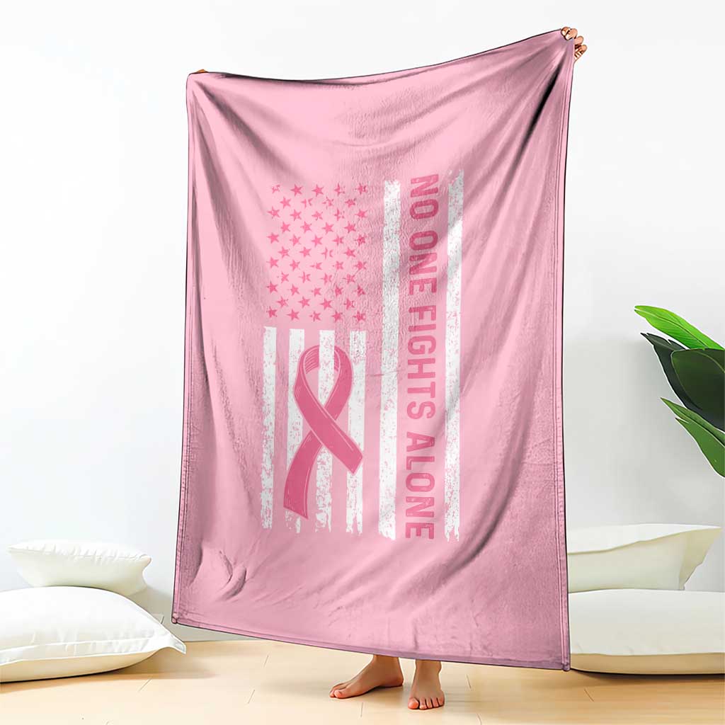 Nobody Fights Alone Pink Ribbon Flag Throw Blanket Breast Cancer Awareness Support - Wonder Print Shop