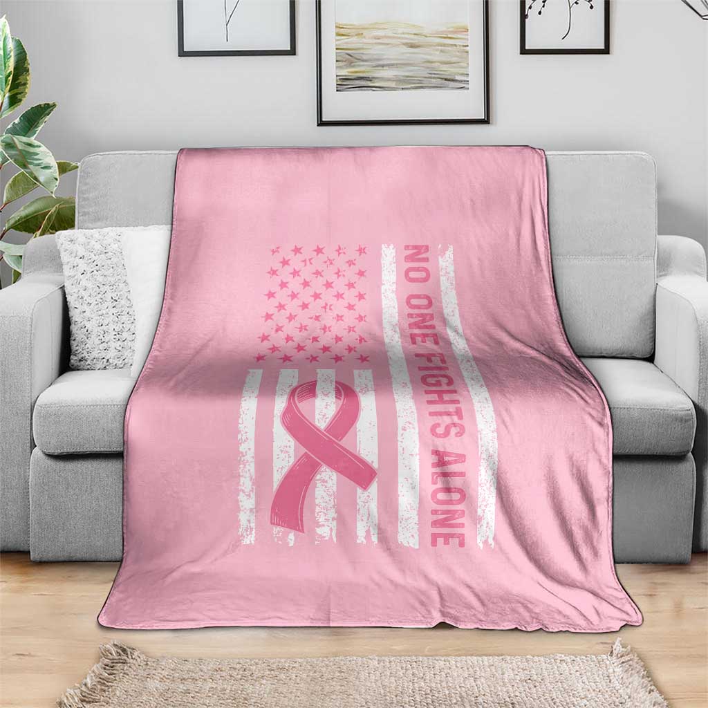 Nobody Fights Alone Pink Ribbon Flag Throw Blanket Breast Cancer Awareness Support - Wonder Print Shop