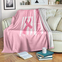 Nobody Fights Alone Pink Ribbon Flag Throw Blanket Breast Cancer Awareness Support - Wonder Print Shop