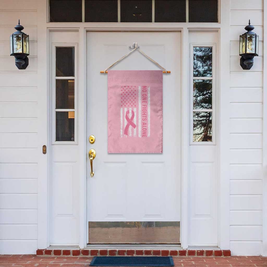 Nobody Fights Alone Pink Ribbon Flag Garden Flag Breast Cancer Awareness Support - Wonder Print Shop