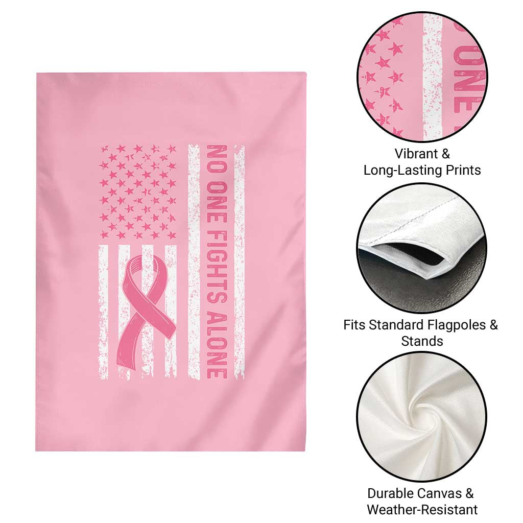 Nobody Fights Alone Pink Ribbon Flag Garden Flag Breast Cancer Awareness Support - Wonder Print Shop