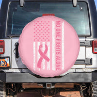 Nobody Fights Alone Pink Ribbon Flag Spare Tire Cover Breast Cancer Awareness Support - Wonder Print Shop