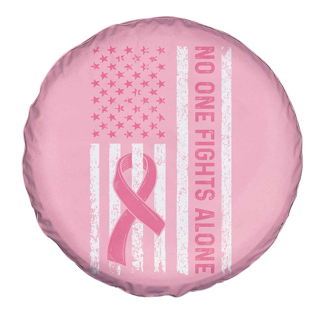 Nobody Fights Alone Pink Ribbon Flag Spare Tire Cover Breast Cancer Awareness Support - Wonder Print Shop