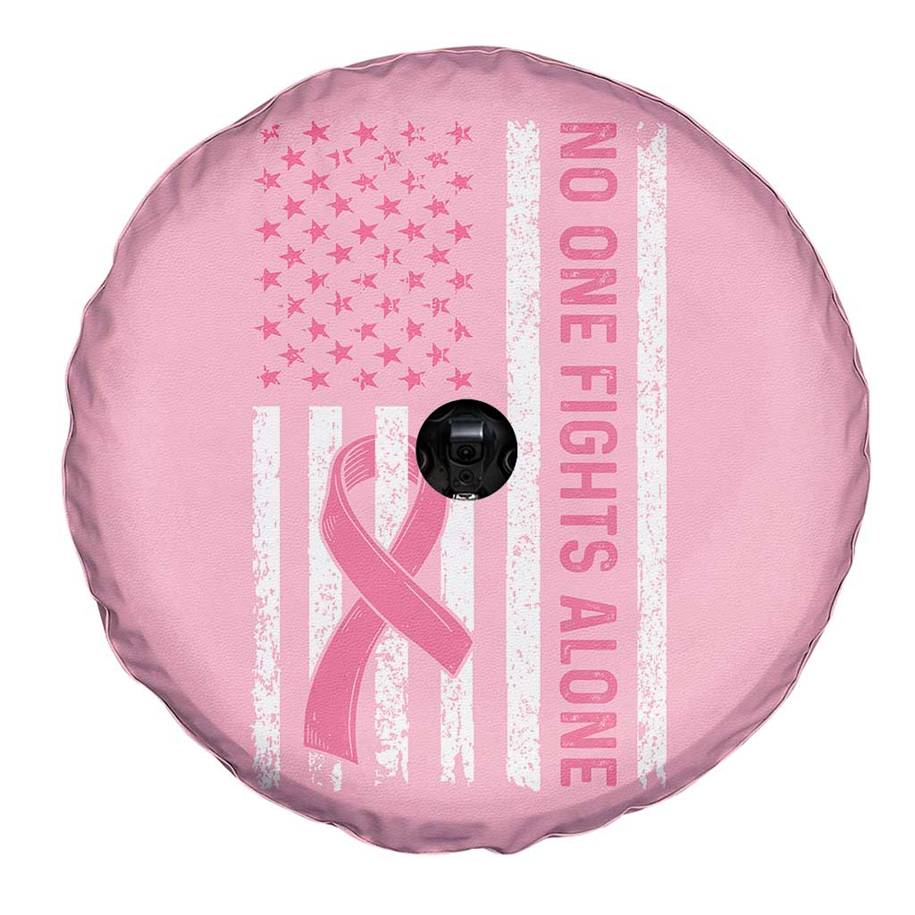 Nobody Fights Alone Pink Ribbon Flag Spare Tire Cover Breast Cancer Awareness Support - Wonder Print Shop