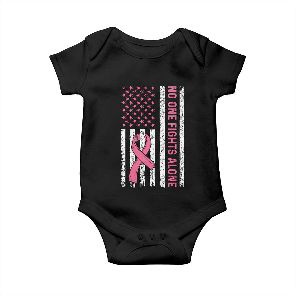 Nobody Fights Alone Pink Ribbon Flag Baby Onesie Breast Cancer Awareness Support - Wonder Print Shop