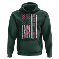 Nobody Fights Alone Pink Ribbon Flag Hoodie Breast Cancer Awareness Support - Wonder Print Shop