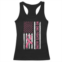 Nobody Fights Alone Pink Ribbon Flag Racerback Tank Top Breast Cancer Awareness Support - Wonder Print Shop