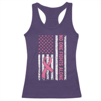 Nobody Fights Alone Pink Ribbon Flag Racerback Tank Top Breast Cancer Awareness Support - Wonder Print Shop
