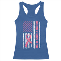 Nobody Fights Alone Pink Ribbon Flag Racerback Tank Top Breast Cancer Awareness Support - Wonder Print Shop