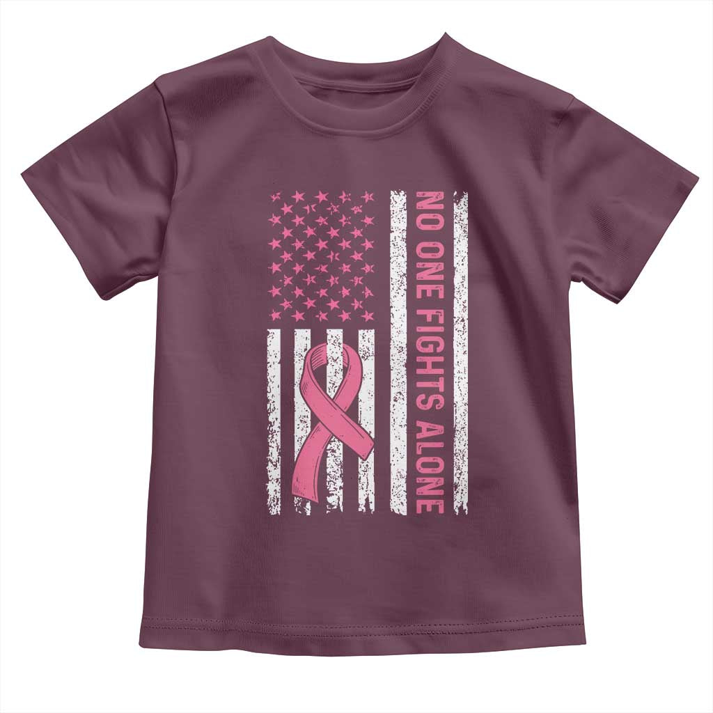 Nobody Fights Alone Pink Ribbon Flag Toddler T Shirt Breast Cancer Awareness Support - Wonder Print Shop