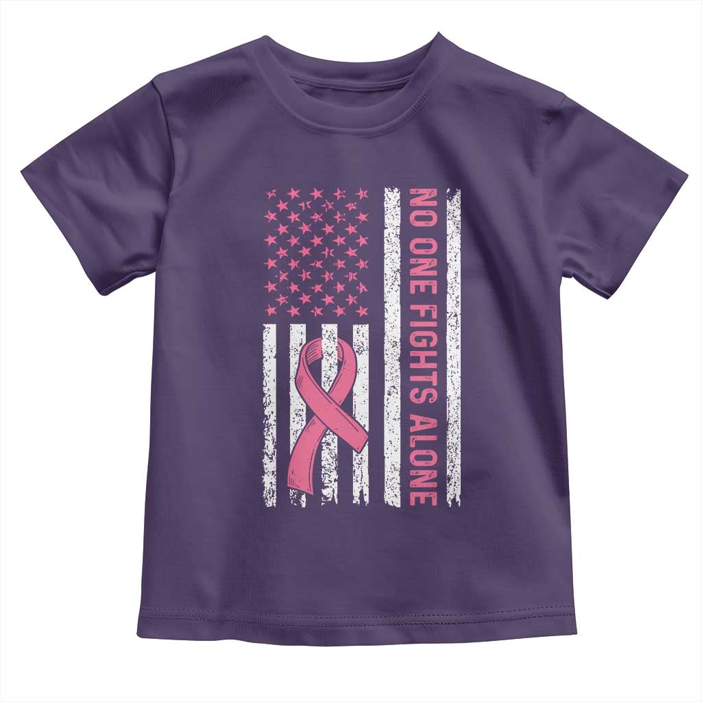 Nobody Fights Alone Pink Ribbon Flag Toddler T Shirt Breast Cancer Awareness Support - Wonder Print Shop