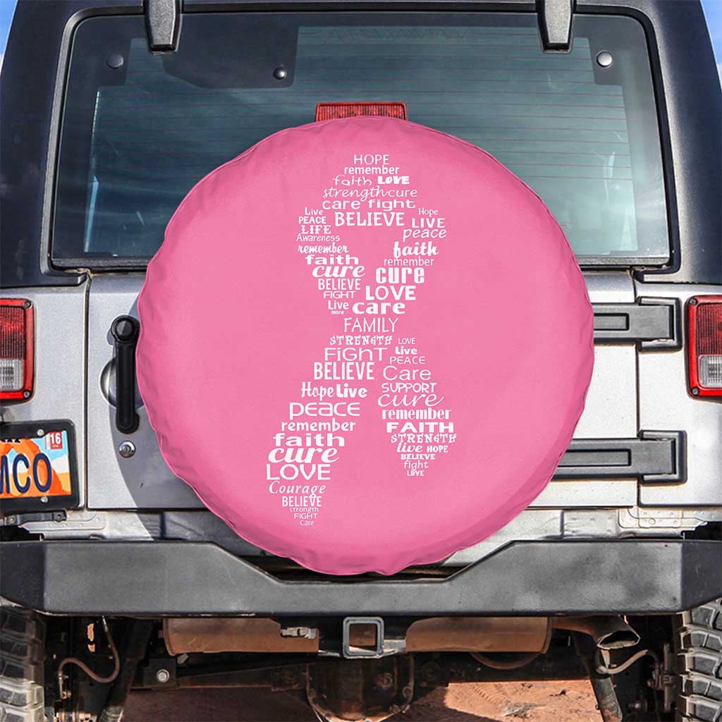 Inspirational Breast Cancer Awareness Spare Tire Cover Pink Ribbon Support - Wonder Print Shop