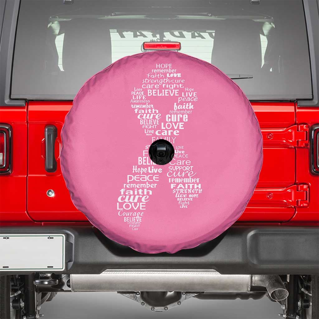Inspirational Breast Cancer Awareness Spare Tire Cover Pink Ribbon Support - Wonder Print Shop