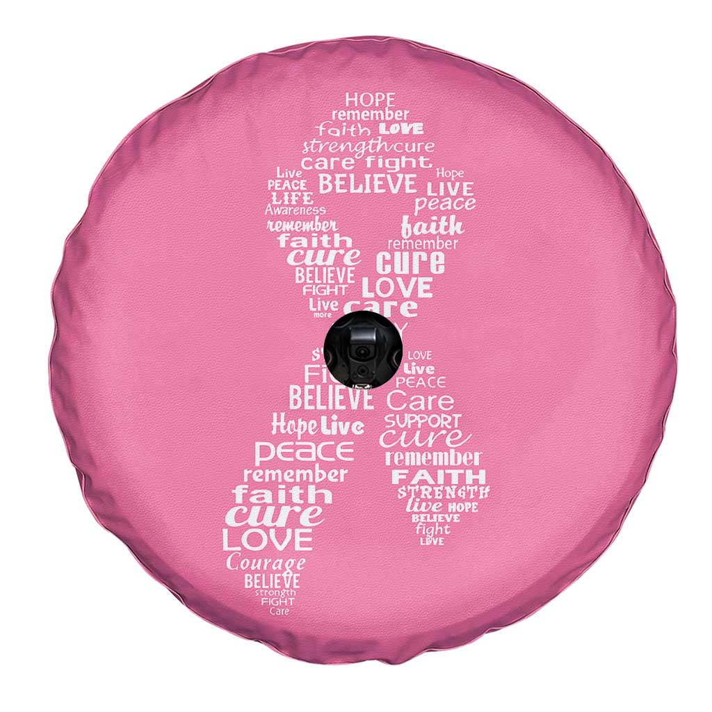 Inspirational Breast Cancer Awareness Spare Tire Cover Pink Ribbon Support - Wonder Print Shop