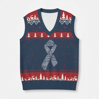 Inspirational Breast Cancer Awareness V-Neck Knit Sweater Vest Pink Ribbon Support - Wonder Print Shop