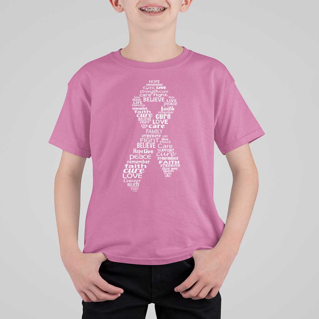 Inspirational Breast Cancer Awareness T Shirt For Kid Pink Ribbon Support - Wonder Print Shop