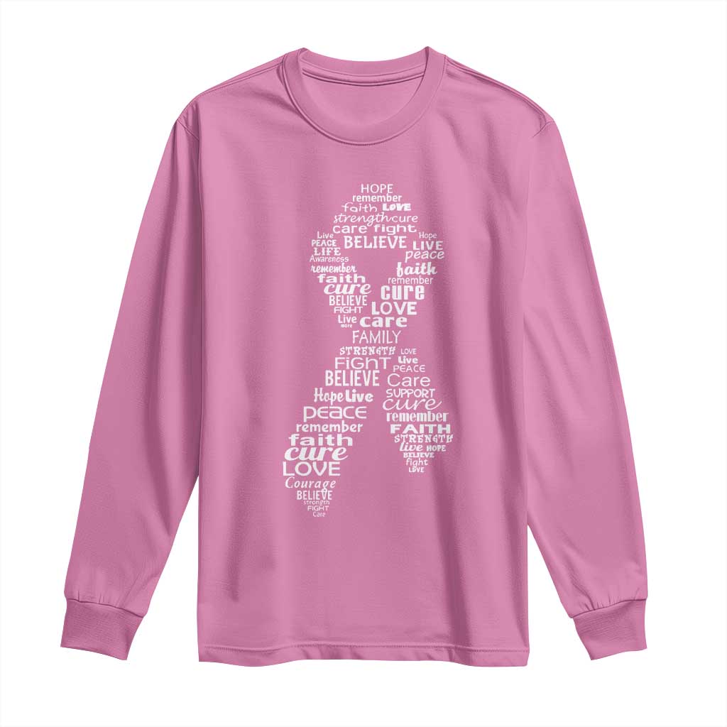 Inspirational Breast Cancer Awareness Long Sleeve Shirt Pink Ribbon Support - Wonder Print Shop