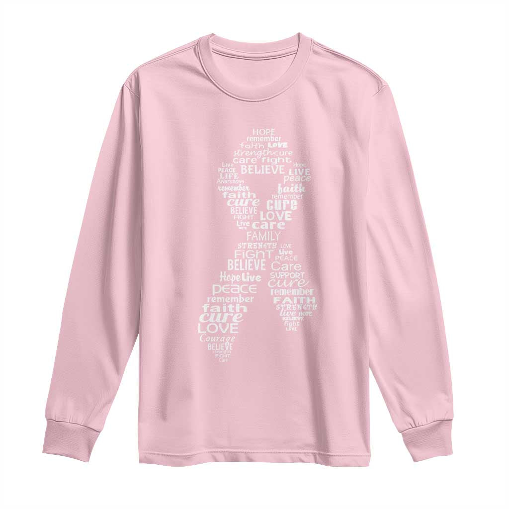 Inspirational Breast Cancer Awareness Long Sleeve Shirt Pink Ribbon Support - Wonder Print Shop