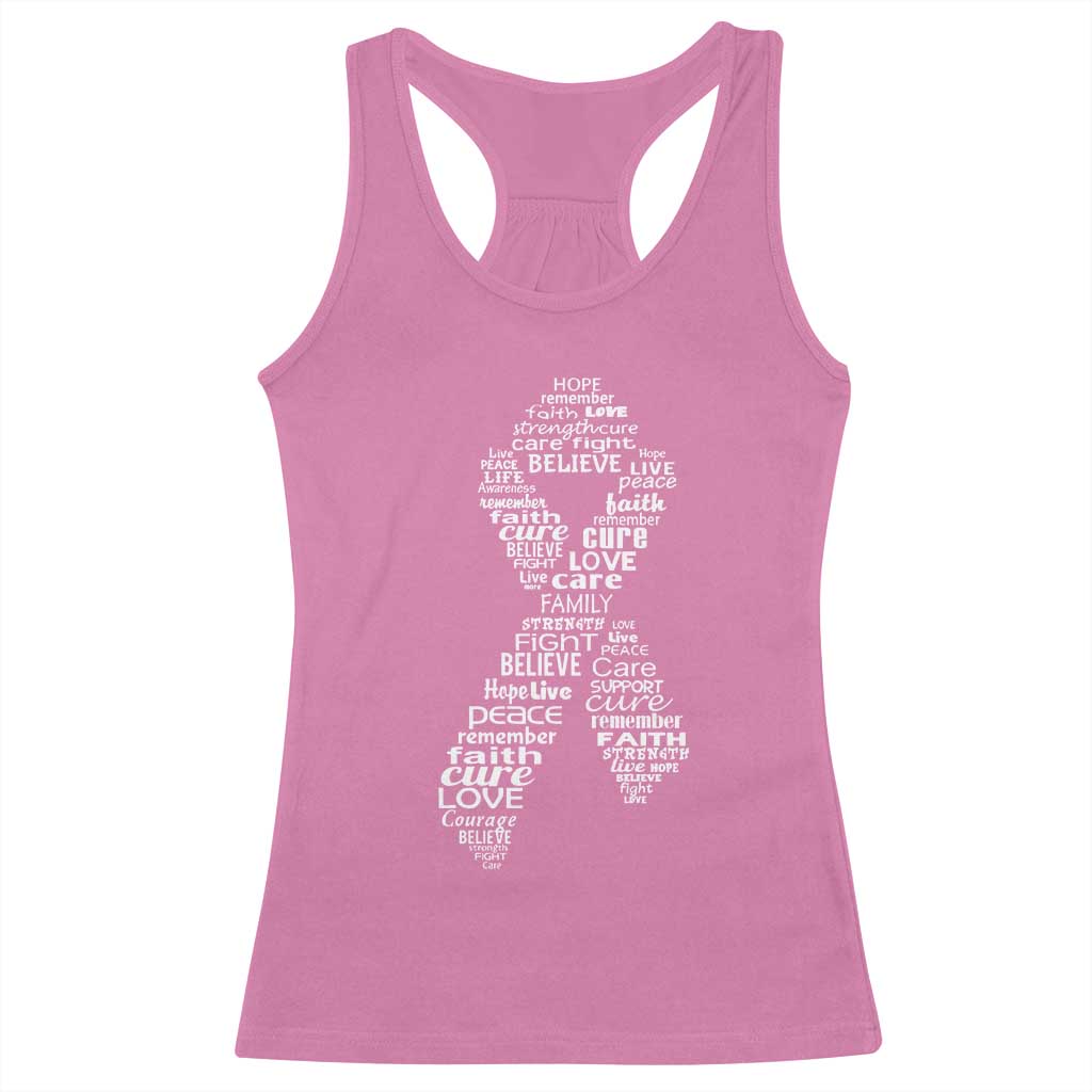 Inspirational Breast Cancer Awareness Racerback Tank Top Pink Ribbon Support - Wonder Print Shop