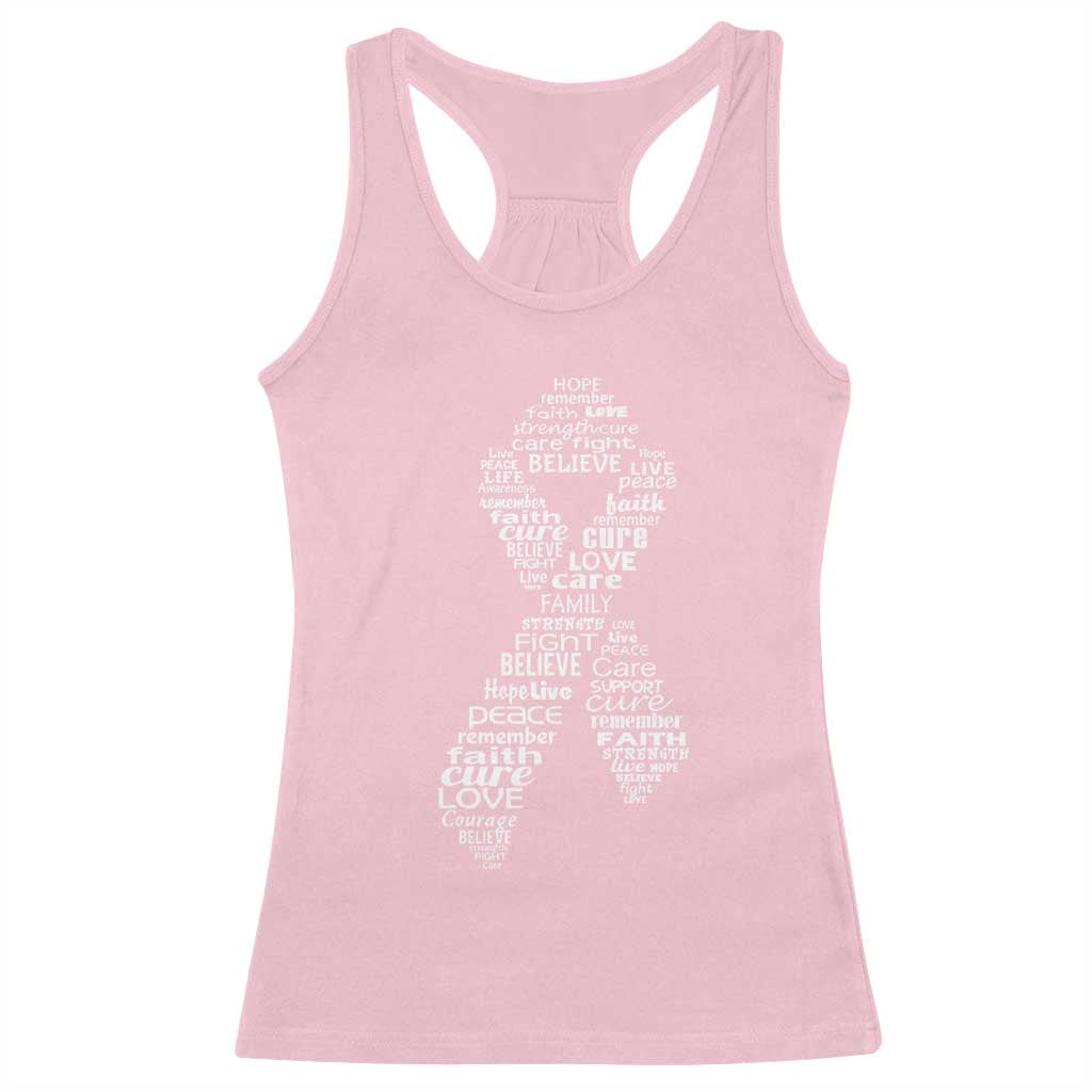 Inspirational Breast Cancer Awareness Racerback Tank Top Pink Ribbon Support - Wonder Print Shop