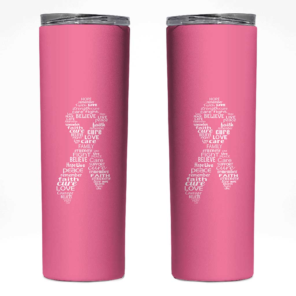 Inspirational Breast Cancer Awareness Skinny Tumbler Pink Ribbon Support - Wonder Print Shop