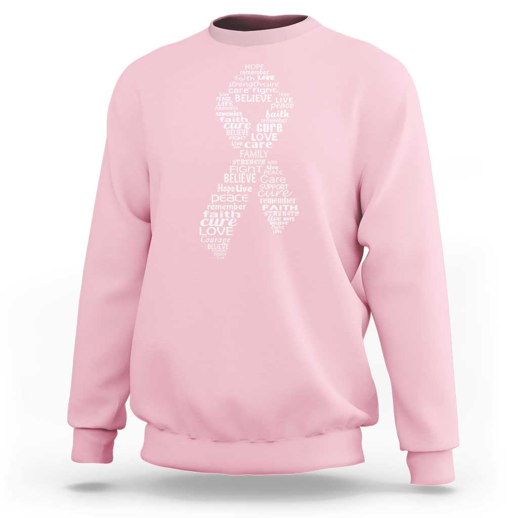 Inspirational Breast Cancer Awareness Sweatshirt Pink Ribbon Support - Wonder Print Shop