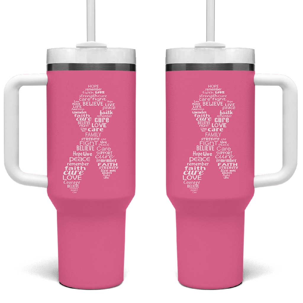 Inspirational Breast Cancer Awareness Tumbler With Handle Pink Ribbon Support - Wonder Print Shop