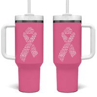 Inspirational Breast Cancer Awareness Tumbler With Handle Pink Ribbon Support - Wonder Print Shop