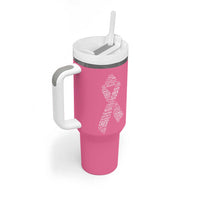 Inspirational Breast Cancer Awareness Tumbler With Handle Pink Ribbon Support - Wonder Print Shop