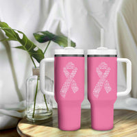 Inspirational Breast Cancer Awareness Tumbler With Handle Pink Ribbon Support - Wonder Print Shop