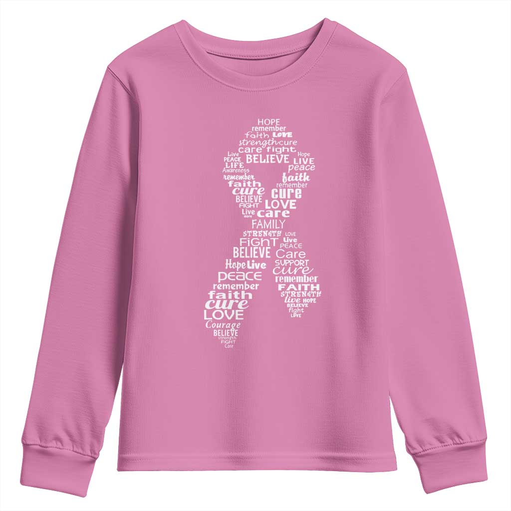 Inspirational Breast Cancer Awareness Youth Sweatshirt Pink Ribbon Support - Wonder Print Shop