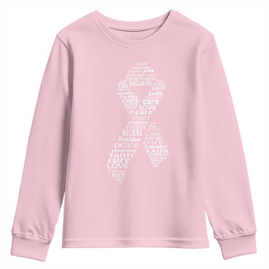 Inspirational Breast Cancer Awareness Youth Sweatshirt Pink Ribbon Support - Wonder Print Shop