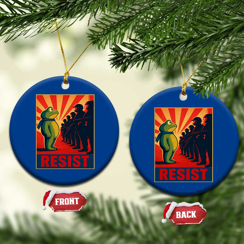 Frog Resist Ceramic Ornament Free Portland Oregon Poster Graphic Freedom Fighters - Wonder Print Shop