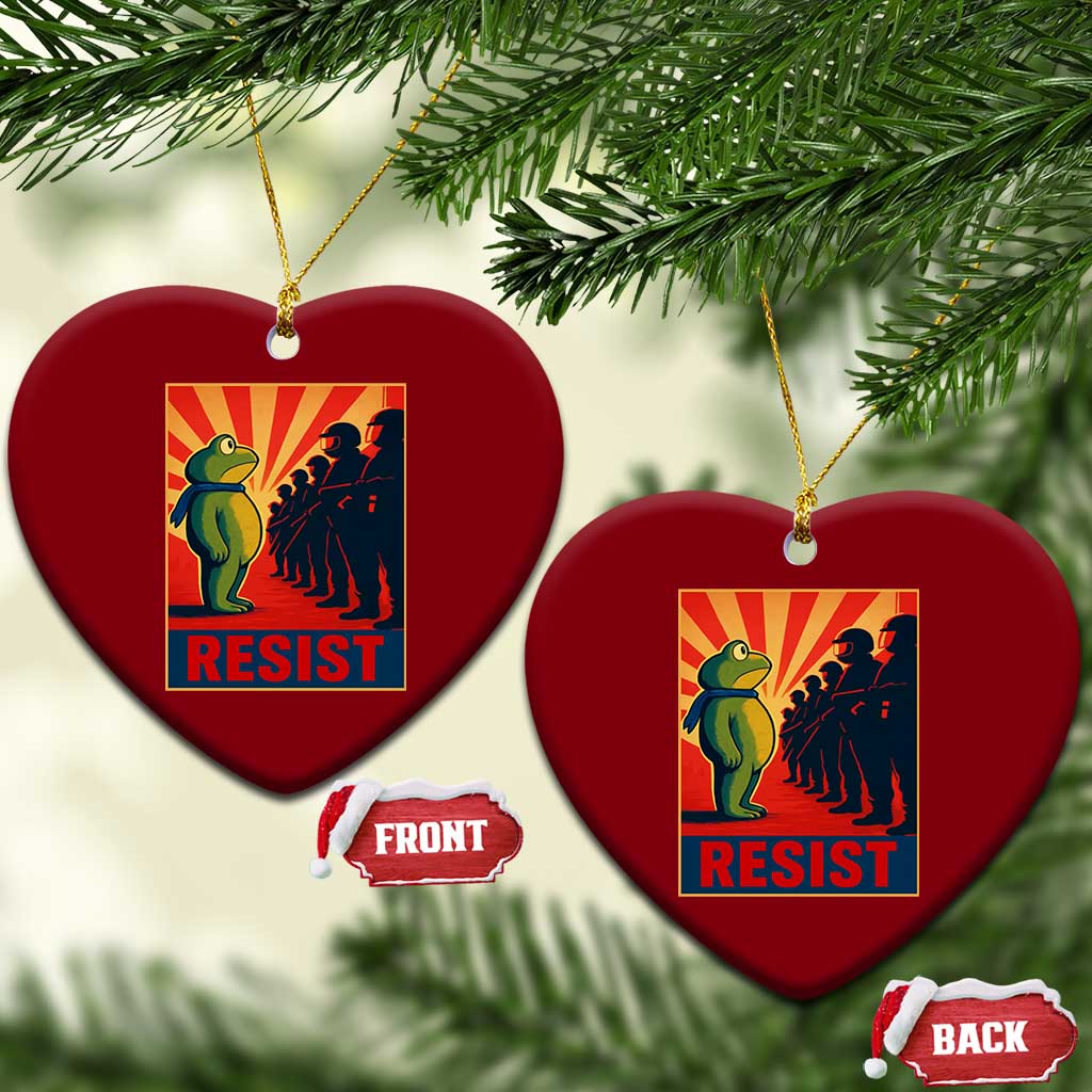 Frog Resist Ceramic Ornament Free Portland Oregon Poster Graphic Freedom Fighters - Wonder Print Shop