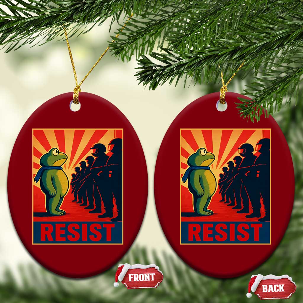 Frog Resist Ceramic Ornament Free Portland Oregon Poster Graphic Freedom Fighters - Wonder Print Shop